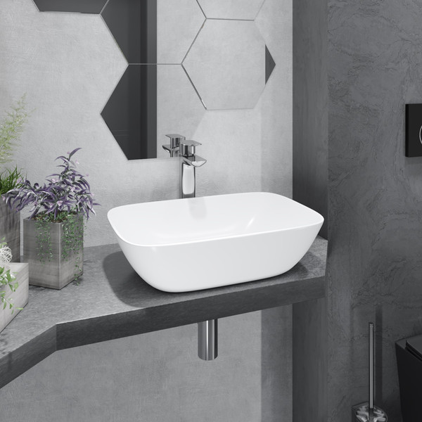 Изображение товара Умывальник Lauter 21454 + клапан 21190W + сифон 21635W (белый матовый)