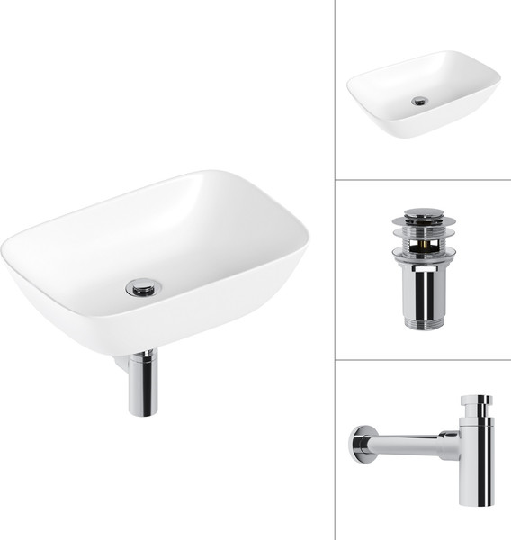 Изображение товара Умывальник Lauter 21454 + клапан 21190CH + сифон 21635CH (хром)