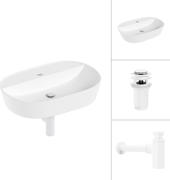 Изображение товара Умывальник Lauter 21460-60 + клапан 21190W + сифон 21635W (белый матовый)