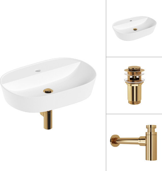 Изображение товара Умывальник Lauter  21460-60 + клапан 21190G + сифон 21635G (золото)