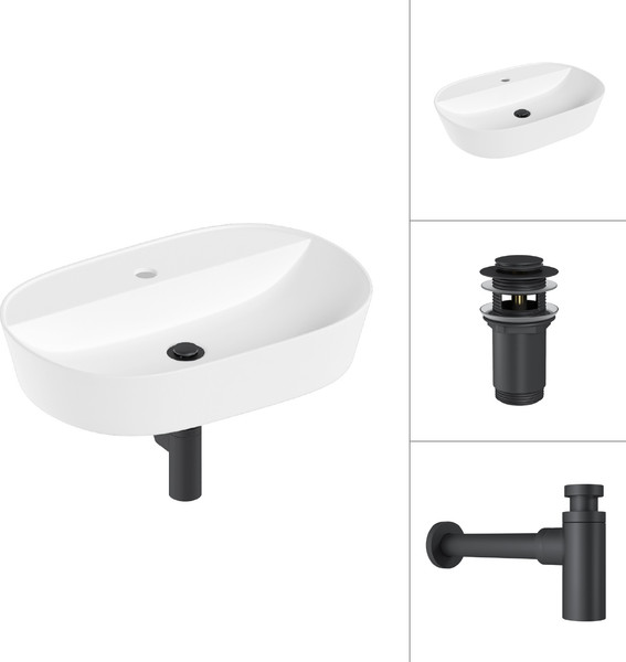 Изображение товара Умывальник Lauter 21460-60 + клапан 21190B + сифон 21635B (черный матовый)