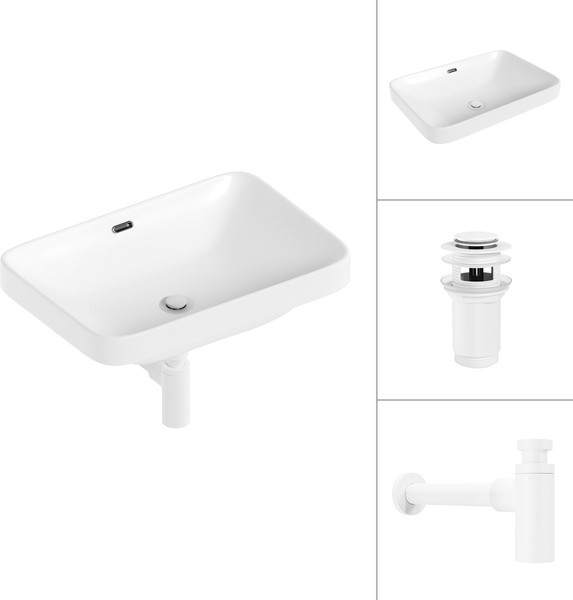 Изображение товара Умывальник Lauter 21441B + клапан 21190W + сифон 21635W (белый матовый)
