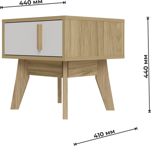 Изображение товара Прикроватная тумба MySTAR Норсан ИВ-125.03 (гикори ричмонд/белый)