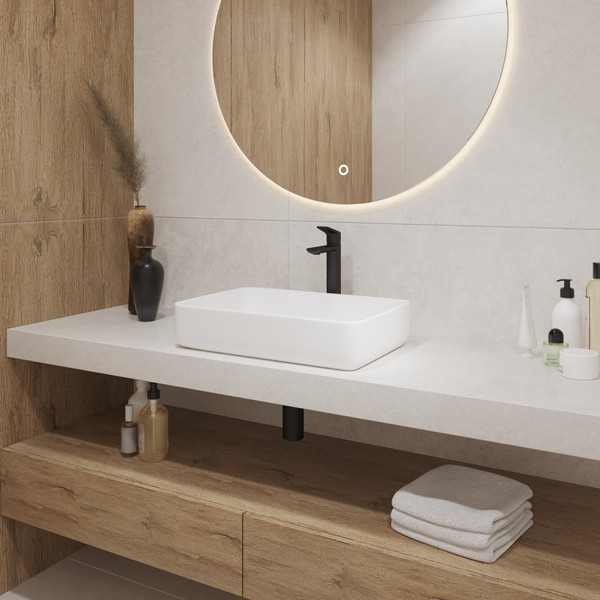 Изображение товара Умывальник Lauter 21487-50 + клапан 21190W + сифон 21635W (белый матовый)