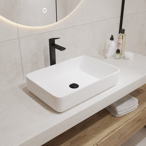 Изображение товара Умывальник Lauter 21487-50 + клапан 21190W + сифон 21635W (белый матовый)