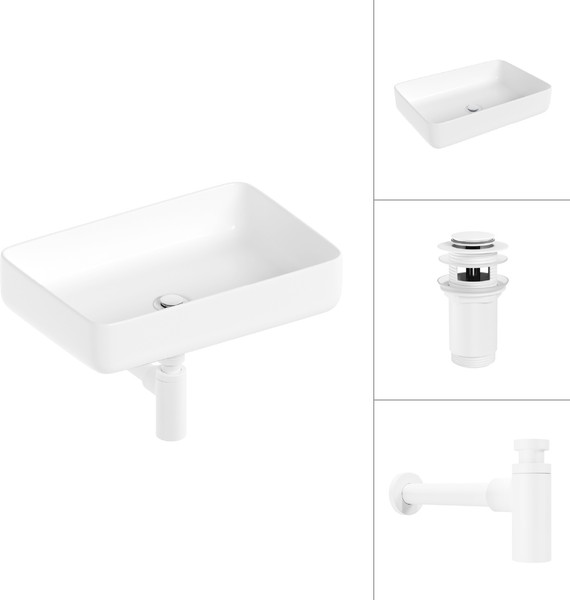 Изображение товара Умывальник Lauter 21487-50 + клапан 21190W + сифон 21635W (белый матовый)