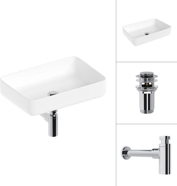 Изображение товара Умывальник Lauter 21487-50 + клапан 21190CH + сифон 21635CH (хром)