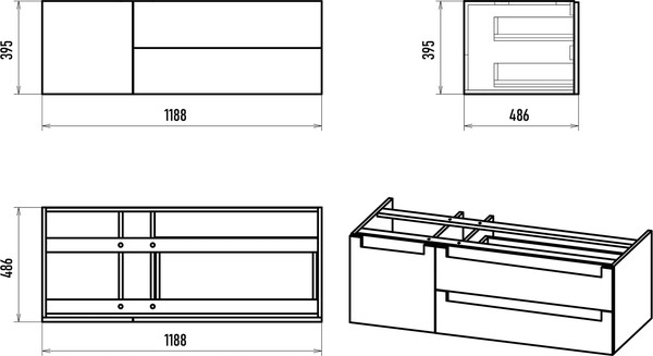 Изображение товара Тумба под умывальник Brevita Cargo 120 / CAR-01120-011П2Я