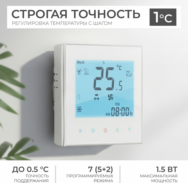 Изображение товара Терморегулятор для теплого пола Sundays Home 241125013 (белый)