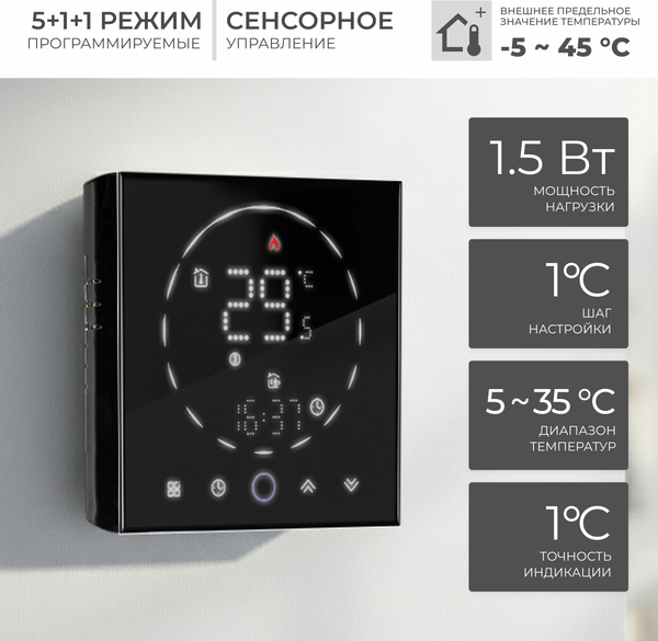 Изображение товара Термостат для климатической техники Sundays Home 241125015 (черный)