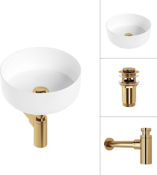 Изображение товара Умывальник Lauter 21499-31 + клапан 21190G + сифон 21635G (золото)