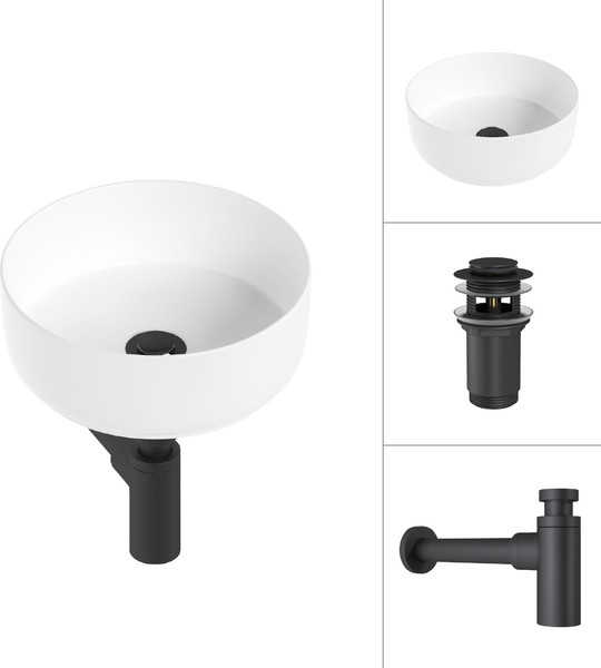 Изображение товара Умывальник Lauter 21499-31 + клапан 21190B + сифон 21635B (черный матовый)