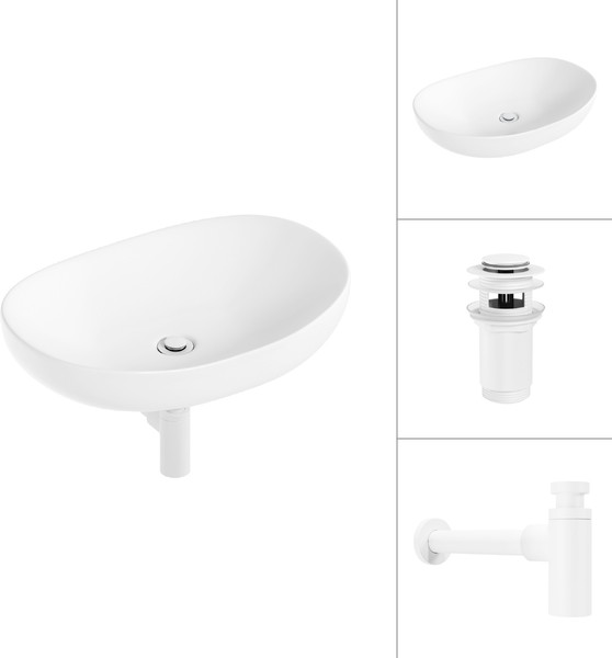 Изображение товара Умывальник Lauter 21502 + клапан 21190W + сифон 21635W (белый матовый)