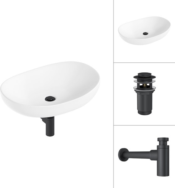 Изображение товара Умывальник Lauter 21502 + клапан 21190B + сифон 21635B (черный матовый)