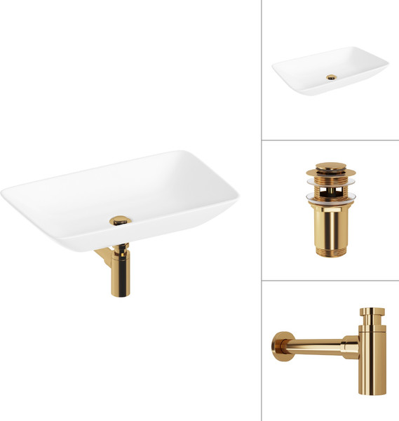 Изображение товара Умывальник Lauter 21540 + клапан 21190G + сифон 21635G (золото)