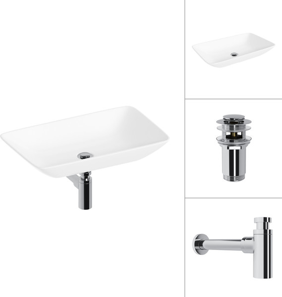 Изображение товара Умывальник Lauter 21540 + клапан 21190CH + сифон 21635CH (хром)