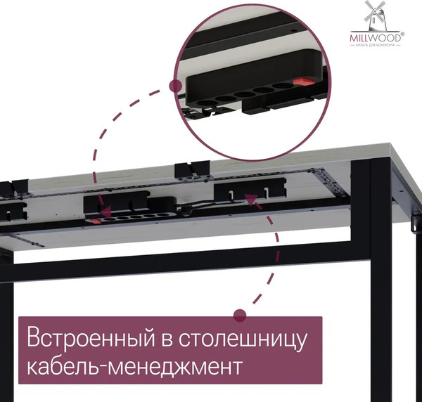 Изображение товара Компьютерный стол Millwood Каир Смарт 160x80x74.2 (дуб белый Craft/металл черный)