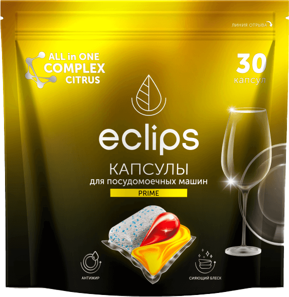 Изображение товара Капсулы для посудомоечных машин ECLIPS Prime Цитрус (30шт)