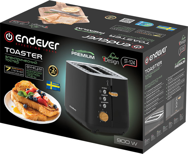 Изображение товара Тостер Endever Skyline ST-124 (черный)