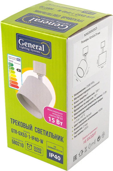 Изображение товара Трековый светильник General Lighting GTR-GX53-1-IP40-W / 580210 (белый)