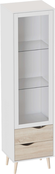 Изображение товара Шкаф с витриной Мебельград Соната одностворчатый (белый фон/дуб сонома)