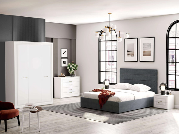 Изображение товара Комод Мебельград Манхеттен 4 ящика  (белый аляска/айс)