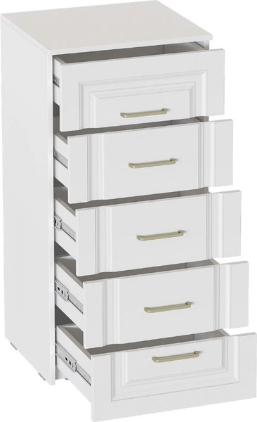 Изображение товара Комод Мебельград Манхеттен 5 ящиков  (белый аляска/айс)