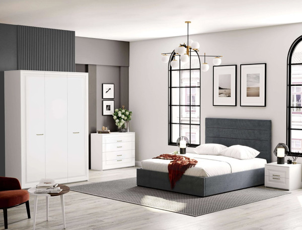 Изображение товара Комод Мебельград Манхеттен 5 ящиков  (белый аляска/айс)