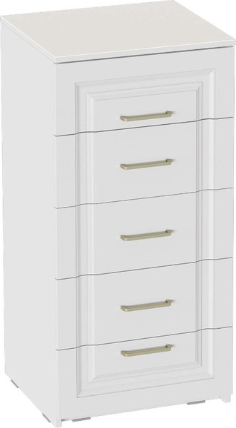 Изображение товара Комод Мебельград Манхеттен 5 ящиков  (белый аляска/айс)