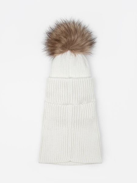 Изображение товара Шапочка для малышей Amarobaby Pure Love Pompon / AB-OD24-PLPO16/33-50 (молочный, р.50-52)