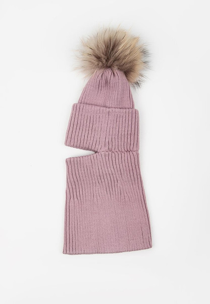 Изображение товара Шапочка для малышей Amarobaby Pure Love Pompon / AB-OD24-PLPO16/27-54 (пудровый, р.54-56)