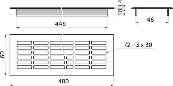 Изображение товара Решетка вентиляционная AKS 480x60 (алюминий, серебристый)