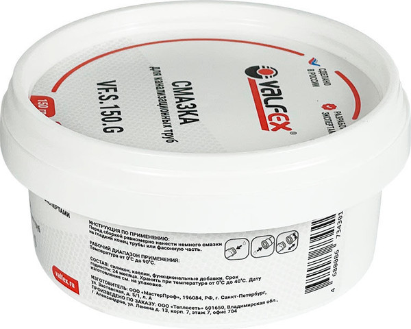 Изображение товара Смазка техническая Valfex Для канализационных труб Valfex VF.S.150.G (150г)