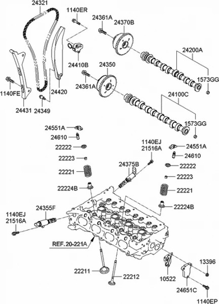Изображение товара Цепь ГРМ Hyundai/KIA 243212E000