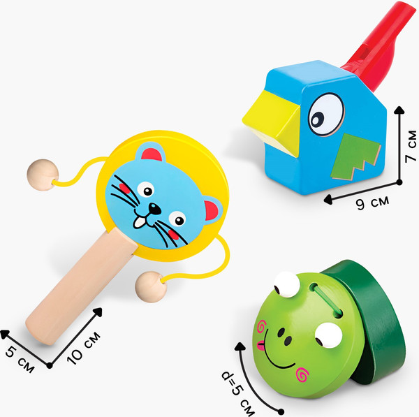 Изображение товара Музыкальная игрушка Лесная мастерская Свистулька, кастаньета, колотушка / 10348498