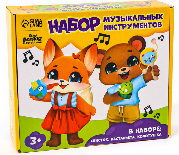 Изображение товара Музыкальная игрушка Лесная мастерская Свистулька, кастаньета, колотушка / 10348498
