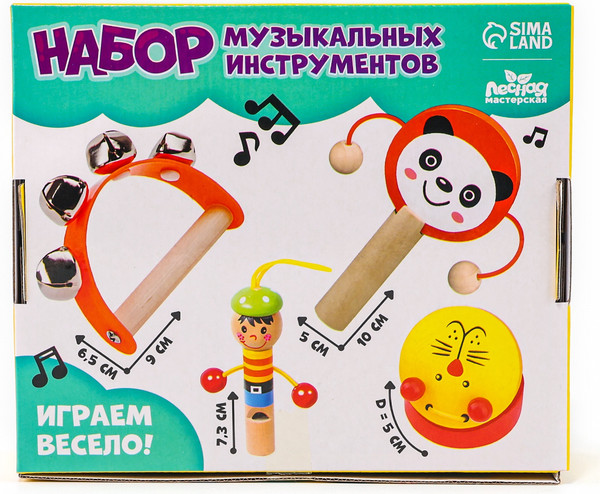 Изображение товара Музыкальная игрушка Лесная мастерская Свистулька, кастаньета, колотушка, погремушка / 10348499