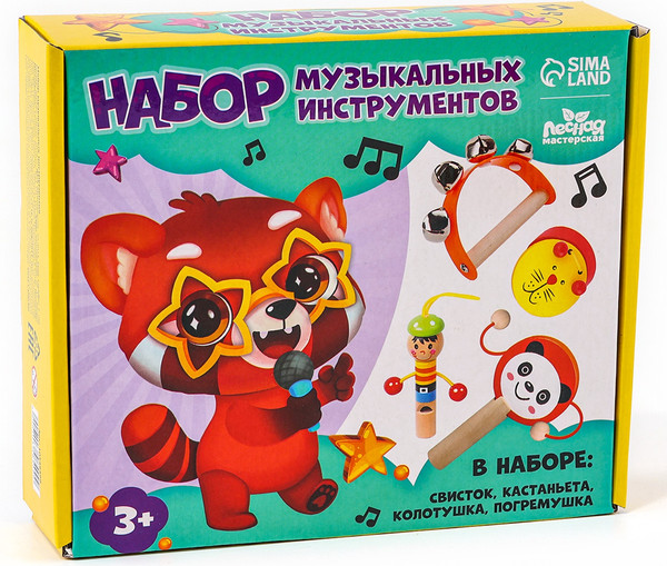 Изображение товара Музыкальная игрушка Лесная мастерская Свистулька, кастаньета, колотушка, погремушка / 10348499