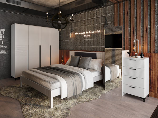 Изображение товара Шкаф Bravo Мебель Брента ШР-4 (белый снег/лак белый)