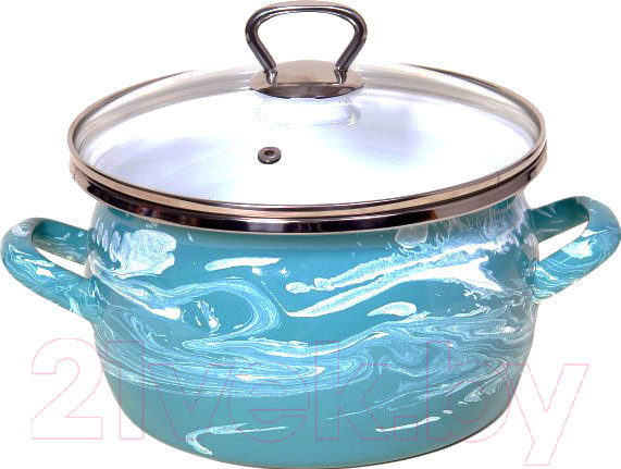 Изображение товара Кастрюля Сантэкс Шейк 1-2430111 (белый/бирюзовый)
