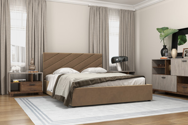 Изображение товара Каркас кровати Bravo Мебель Юта 160x200 без ПМ Стандарт 3 вариант (латте)