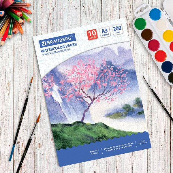 Изображение товара Набор бумаги для рисования Brauberg Сакура / 125224 (10л)
