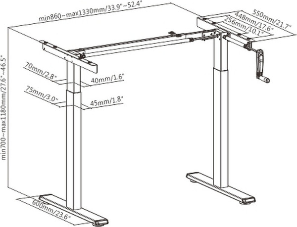 Изображение товара Подстолье Ergosmart Manual Desk Compact FR (белый)