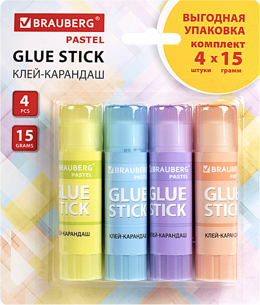 Изображение товара Клей-карандаш Brauberg Pastel / 271250 (4шт)