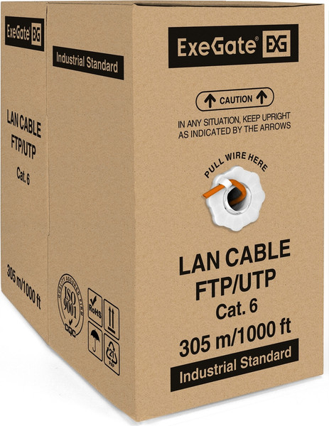 Изображение товара Кабель ExeGate FUTP4-C6-CU-S23-IN-LSZH-OR-305-FLUKE / EX289279RUS