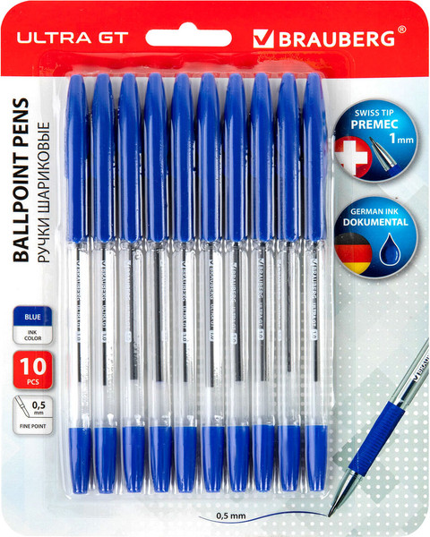 Изображение товара Набор шариковых ручек Brauberg 144056 (10шт, синий)