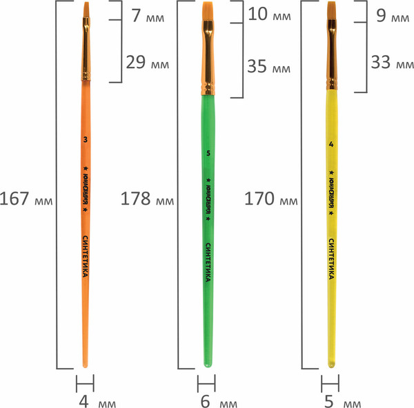 Изображение товара Набор кистей Юнландия Синтетика / 201077 (5шт)