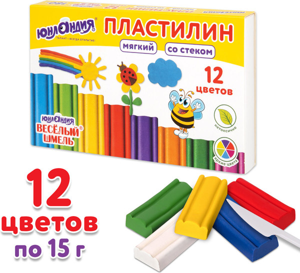 Изображение товара Пластилин Юнландия Веселый шмель / 106672 (12цв)