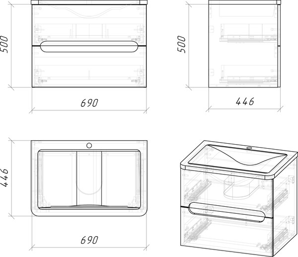 Изображение товара Тумба под умывальник Grossman Адель-Норма-70 / 107017