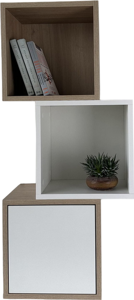 Изображение товара Комплект полок ML Smart Group Илия 35x25x25 (3шт, фарфор белый/дуб кендал натуральный)